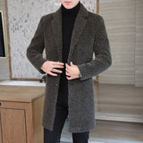 Riolio High-end Feel Men Fashion Handsome All Woolen Coat Suit Collar Long Trench Coat Woolen Coat Thick Casual  Winter Jacket Men