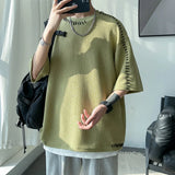 Riolio  Men Summer Quality T Shirts Manual Suture Harajuku Casual Tshirt For Male New Neutral Oversize Tees Short Sleeve Tops