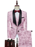 Riolio  Luxurious Patterned Suit Set 3 Pieces For Men High Quality Man Suits Wedding Groom Sets Plus Size Long Sleeved Tuxedo On Sale