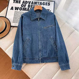 Riolio Spring New Arrival ex Vintage Denim Jaet Detroit Retro Outerwear Breathable Long Sve Zipper Closure Casual Coat