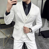 Riolio  Groom's Wedding Dress ( Jacket + Vest + Pants ) High End Brand Solid Color Men's Casual Business Office Formal Suit 3Pcs Sets