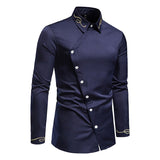 Riolio European Version Luxury Gold Embroidery Shirts for Men High Quality Fabric Micro-elasticity Western Cowboy Long Sleeves Shirt