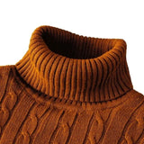 Riolio turtleneck outfit men Men's High Neck Sweater Solid Color Pullover Knitted Warm Casual Turtleneck  Mens  Knitted Sweater