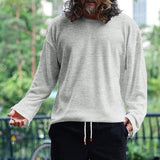Riolio Spring And Autumn Korean Style Sweater Men's Casual Loose Plus Size men's Clothing Waffle Fabric Crew-neck Long-sleeved Pullover