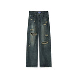 Riolio NEW Baggy jeans man Frayed Damaged Hole Baggy Wide Leg Jeans for Men and Women Streetwear Casual Ropa Hombre Denim Trousers