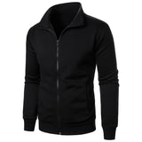Riolio Men's casual sports zipper stand collar hoodie coat men's solid color cardigan
