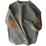 Riolio  Men's Harajuku Pullover Sweater Patch Designs Knitted Sweatshirt Hip Hop Round Neck Pure Colour Causal Pullovers Men's Clothing