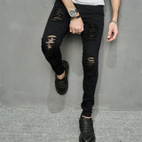 Riolio Streetwear Ripped Slim Men Pencil Jeans Pants Stylish Male Hip Hop Stretch Holes Casual Denim Trousers