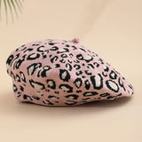 Riolio  Leopard Print Beret Hat, Autumn Winter New Vintage British Japanese Fashion Warm Versatile Painter Cap