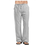 Riolio  Cross-Border Men's Plus Size Cotton Linen Pants Breathable Sweat Absorbent Casual Bell Bottoms Basic Style Stock Available