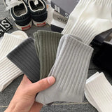 Riolio New 5 Pairs Cool Men Black White Warm Socks Set Autumn Winter Male Solid Color Sport Short Socks For Men