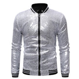 Riolio Shiny Sequins Sparkle Bomber Jacket Men Newest Gold Glitter Striped Zipper Mens Jackets And Coats Party Dance Show Clothes