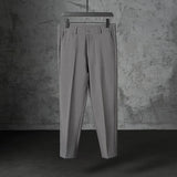 Riolio New Fashion Male Suit Pants Light Luxury Draped Cropped Button-down Business Casual Pants Premium Slim-fit Elegant Dress Trouser