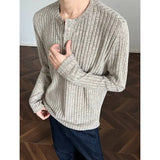Riolio  Autumn Black Long Sleeved T-shirt Men Fashion Casual Knitted T Shirt Men Streetwear Korean Loose Striped T-shirt Mens Top 4XL