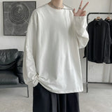 Riolio FALL OUTFITS MEN Long Sleeve Casual Solid Color Cotton T Shirt For Men Spring Autumn O-neck Oversized Men's T-shirt