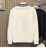 Riolio New Korean Fashion Men Cardigan Coat Light Luxury Trendy Knit Zipper Long Sleeve Sweater Jackets High Quality Patchwork Knitwear