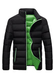 Riolio M-5XL New Men's Winter Thick Jacket Stand Neck Zipper for Warmth and Contrast Color Short Jacket Slim Fitting and Versatile Jac