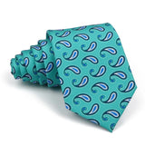 Riolio  High Quality Classic Men's 7.5cm Tie Soft Smooth Green Blue Colorful Paisley Flower Necktie Daily Wear Business Accessories Gift
