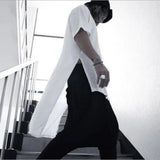 Riolio  Mens T-Shirts Mid-Length Irregular Slit T-Shirts Streetwear Fashion Personality Versatile Niche Tops Men'S Clothing New
