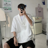 Riolio Summer Black White Pullover Shirt Men Fashion Oversized Casual Shirt Men Korean Loose Short Sleeve Shirts Mens Dress Shirt M-2XL