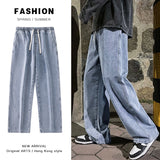 Riolio New Korean Fashion Loose Jeans Classic Straight Straight Baggy Wide Leg Trousers Street Hip Hop Pants 3XL Black Grey Blue