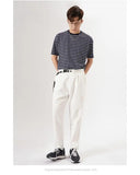 Riolio White Stretch Casual Ankle Pants Silhouette Men's Elegant Suit Pants Summer Korean Straight Loose Men's Smart Casual Trousers
