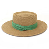 Riolio  Flat Concave Top Paper Straw Hat Spring Summer Women Men Wide Brim Beach Sun Hat Boater Style Fedora Party Cap Sombrero Hombre
