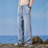 Riolio  Men Summer Fashion High Quality Lyocell Fabric Jeans Men Elastic Waist Casual Denim Pants Baggy Trousers Male Oversized M-4XL