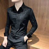 Riolio  Solid Color Men Shirt Long Sleeves New Fashion Lapel Button Cardigan