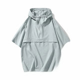 Riolio Ice Silk Men's irt ort Sve Thin American Outdoor Mountain Qui Dry Hooded Workwear Jaet f Zipper Breathable...