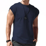 Riolio  Summer Mens Fitness Solid Color Sleeveless Top Men Breathable Sports Tank Top Fitness Running T-Shirt Tank Top