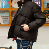 Riolio Men Harajuku Warm Bubble Coat Winter Jacket Streetwear Solid Black Parkas Man Korean Fashion Puffer Jackets Coats