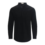 Riolio Men's Cotton Linen Long Sleeve Polo Shirt Lightweight Henley Neck Hawaiian Beach Style Solid Color Tops Vacation T-shirt