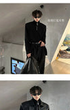 Riolio American Retro Shoulder Pad Short Leather Jacket Men's Spring Deconstruction High-end Fashion Trend Vintage Motorcycle Jacket