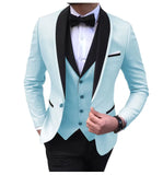 Riolio  Solid Men's 3 Pieces Wedding Suit One Button Shawl Lapel Jacket Vest Pants Dinner Groom Tuxedos Slim Fit Formal Business Suits