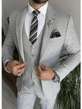 Riolio  3 Piece Suits for Men Light Gray Notch Lapel Single Breasted Business Wedding Tuxedo Chic Formal Casual Blazer+Vest+Pant