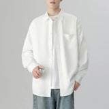 Riolio 6 Colors Men's Baggy Long Sleeve Shirt Fashion Korean Lapel Coat Tops Youth Casual Classic Simple Male Clothes Trendy Brand