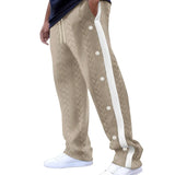 Riolio  New men's textured jacquard single-breasted strips loose large-size casual pants versatile sweatpants