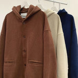 Riolio High Quality Men's Waffle Sweatshirt Korea Version Hooded Couple Coat Ins Hop Thickened Harajuku Men Women Jacket Oversize M-3XL
