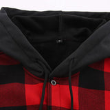 Riolio Plus Fleece Thickened Large Size Autumn and Winter Red Plaid Casual Wear Men's Long-sleeved Shirt Without Ironing