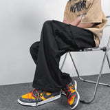 Riolio Large Pocket Loose Straight Cargo Pants 100% Cotton Men's Summer  Japanese Retro Casual Straight Pants Streetwear Baggy Pants