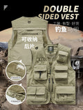 Riolio Outdoor Casual Fishing Vest Photography Spring and Autumn Men's Vest Multi-Pocket Tooling Quick-Drying Vest Cotton Workwear