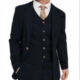 Riolio  Retro Herringbone Men's Blazer Suits Autumn Winter Single-breasted 3-piece Set Jacket vest Pant Thick style Formal Tuxedo Coats