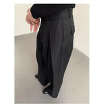 Riolio  Men's High-Waisted Wide-Leg Trousers with Pleated Detail Casual Pants