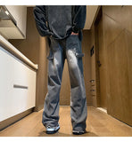 Riolio Autumn jeans men New Fashion Side Zipper Casual Jean Pants Men High Street Loose Straight Pant Mens Vintage All-match Trousers