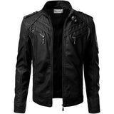 Riolio MEN Slim Fit Faux Leather Outwear Coats Man Men's Black PU Leather Biker Classics Jacket VINTAGE MOTORCYCLE JACKETS FOR men