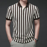 Riolio  European Slim-fit Striped Men's Polo Shirt T-shirt with Collar New Casual Summer Short-sleeve Top T-shirt