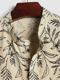 Riolio Cotton and Linen Textured Shirts for Men Plant Leaves Pattern Short Sleeves Vacation Shirt Summer Streetwear Tops Z5089412