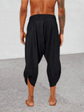 Riolio  Mens Linen Drawstring Harem Capri Pants Casual Beach Yoga Thai Pants