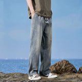 Riolio  Men Summer Fashion High Quality Lyocell Fabric Jeans Men Elastic Waist Casual Denim Pants Baggy Trousers Male Oversized M-4XL
